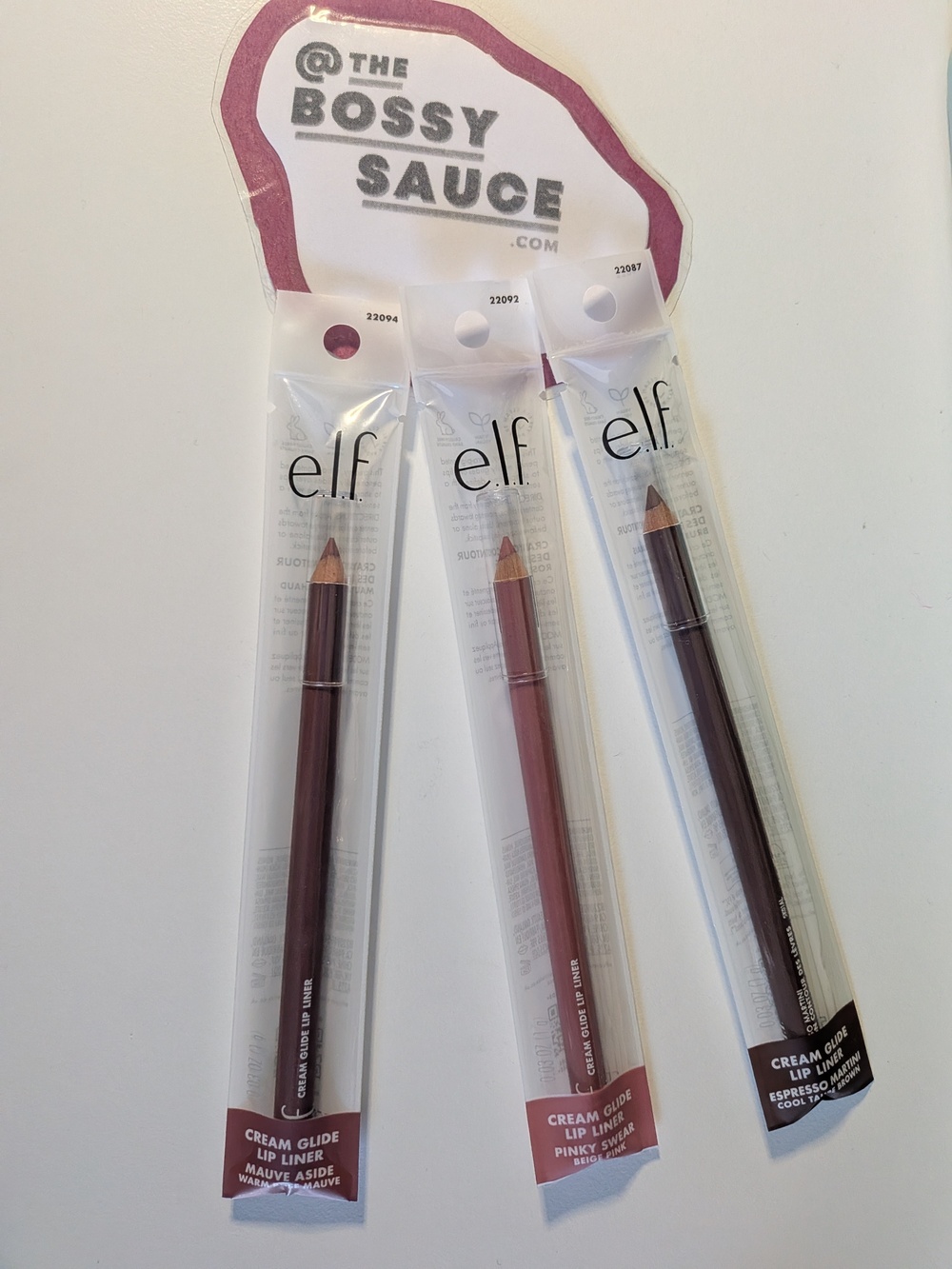 🌸 e.l.f. Cream Glide Lip Liner Trio Mauve Aside, Pinky Swear, Espresso Martini